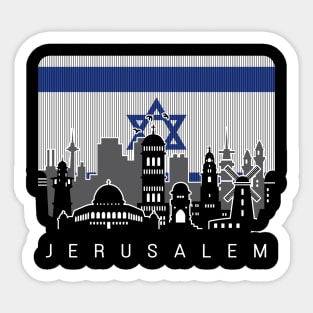 Jerusalem Israel Skyline Israeli Flag Sticker